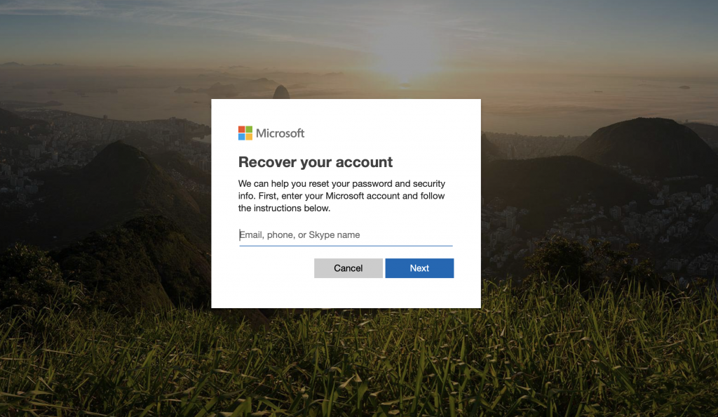 بازیابی رمز عبور حساب کاربری مایکروسافت